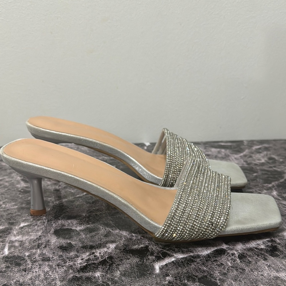 Elegant Silver Heeled Sandals